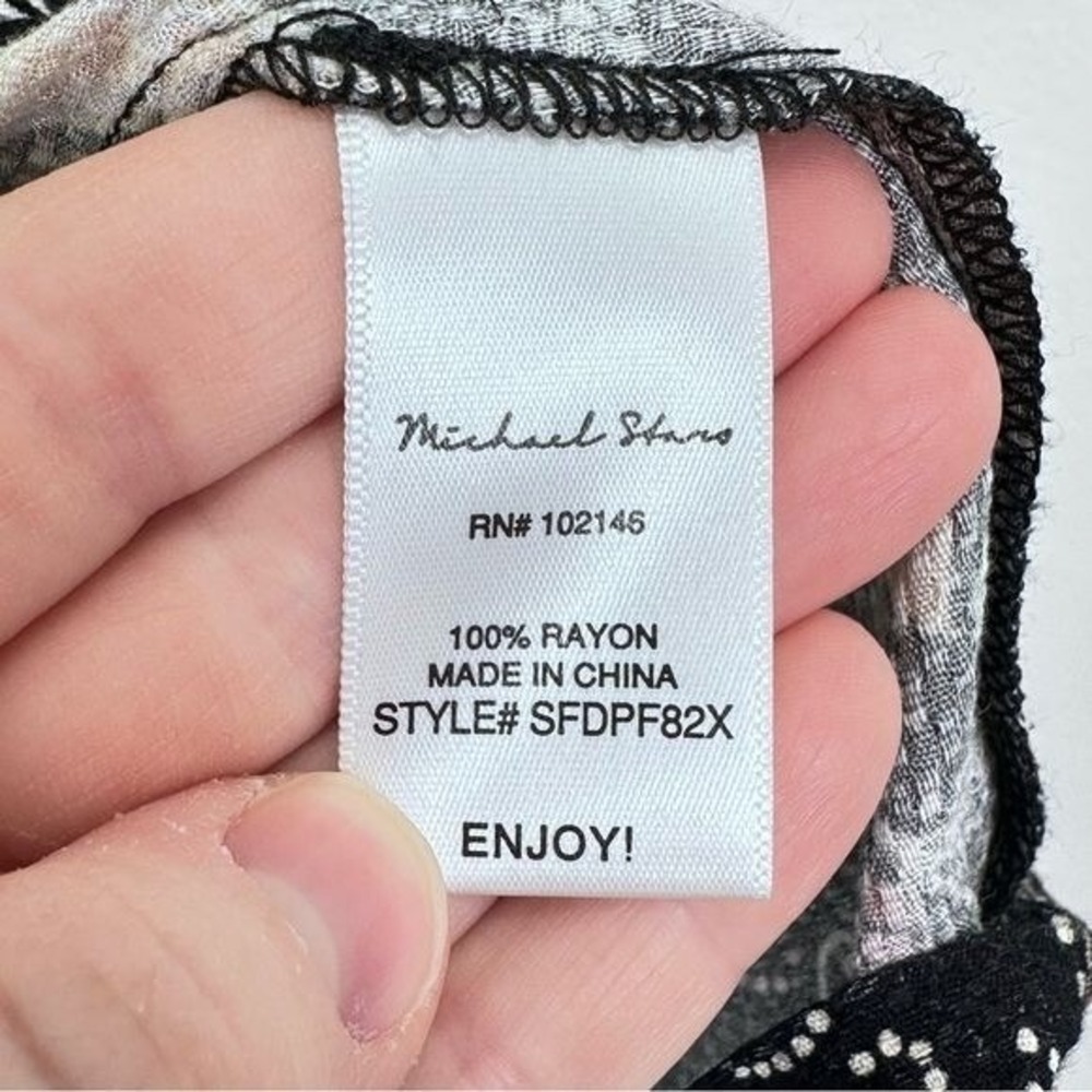 Michael Stars 1X Black Floral Printed Tie Bow Shirt Blouse Casual Office NEW - Picture 6 of 8
